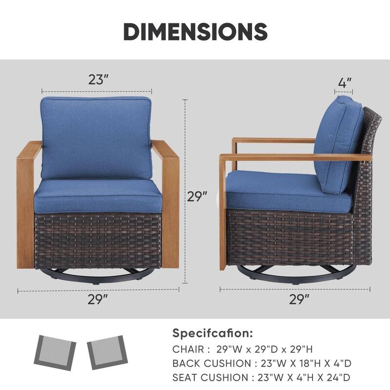 Outdoor Swivel Chair with Thick Cushion