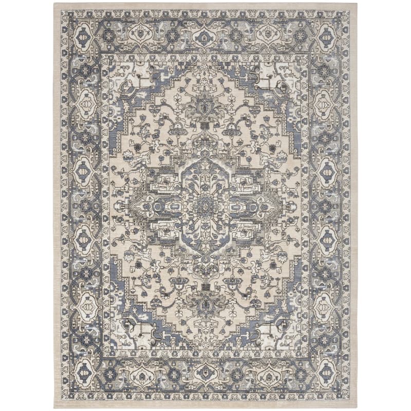 Nourison Concerto Classic Persian Medallion Area Rug. - 3' 9" x 5' 9" - Ivory/Blue