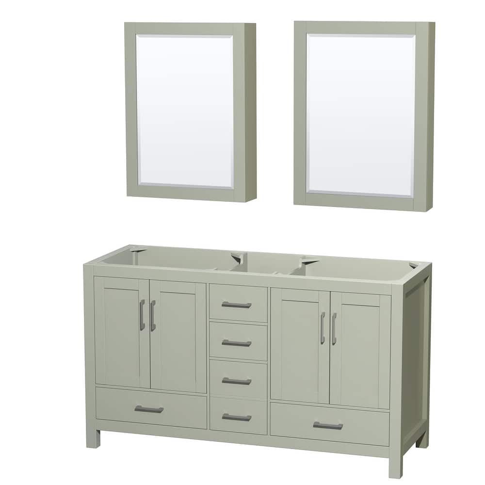 Wyndham Collection Sheffield 60" Hardwood Vanity Cabinet and Two 24"