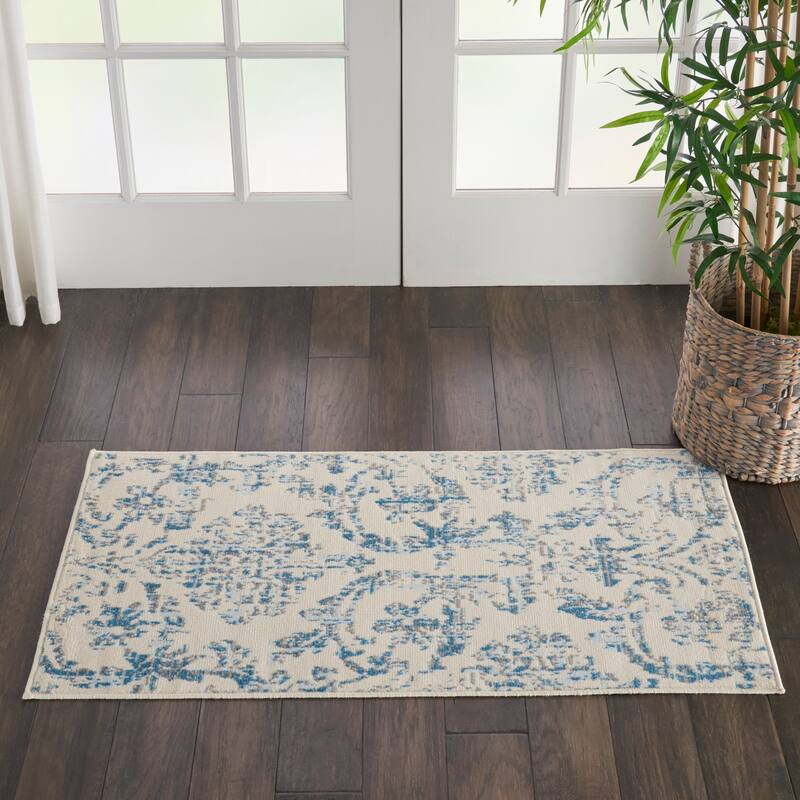 Nourison Jubilant Vintage Farmhouse Damask Area Rug