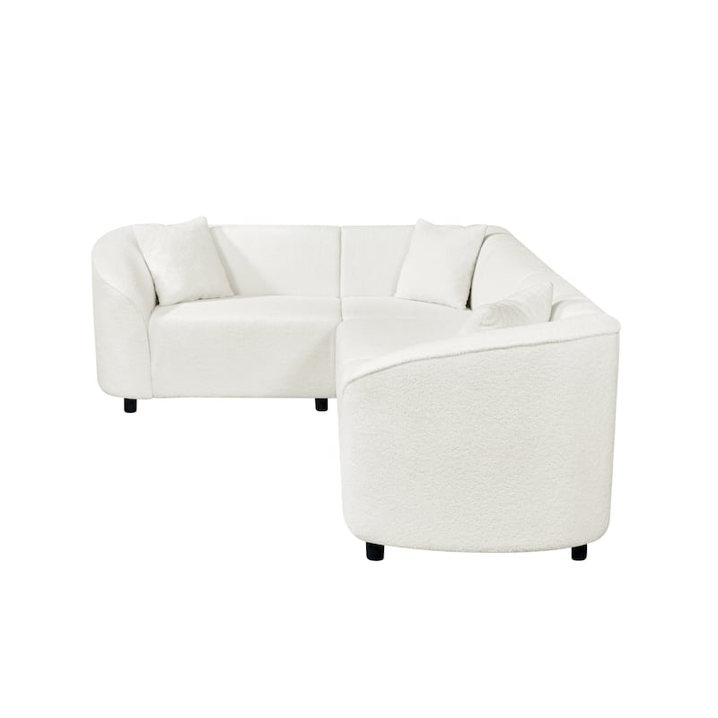 Christopher Knight Home - Marcellus L-Shaped Boucle Curved 4-Seater Sectional Sofa