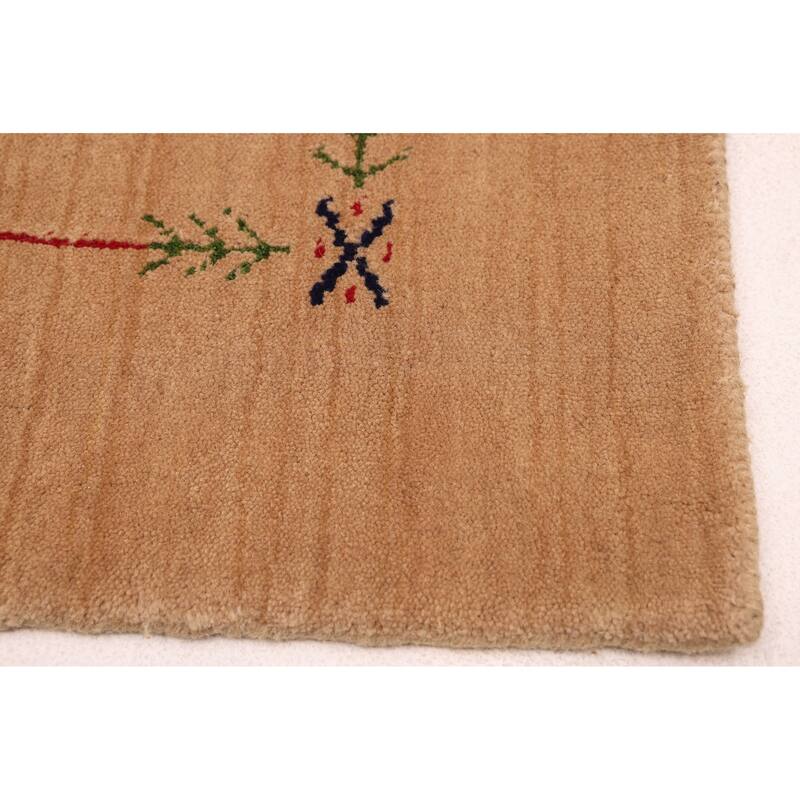 ECARPETGALLERY Hand Loomed Kashkuli Gabbeh Tan Wool Rug - 4'0 x 5'9