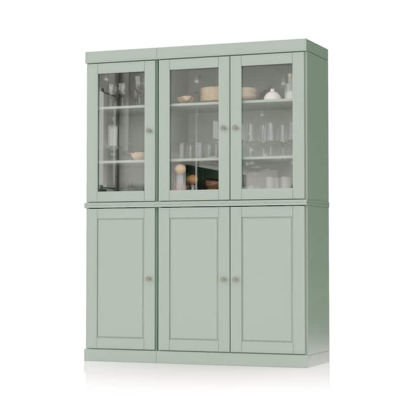 Palace Imports 100% Solid Wood China Pantry with Glass or Solid Wood Doors and 2-Drawers - 48.5" x 71.5"