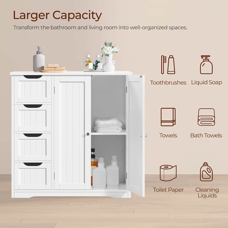 Yaheetech Bathroom Storage Cabinet with Adjustable Shelf, White