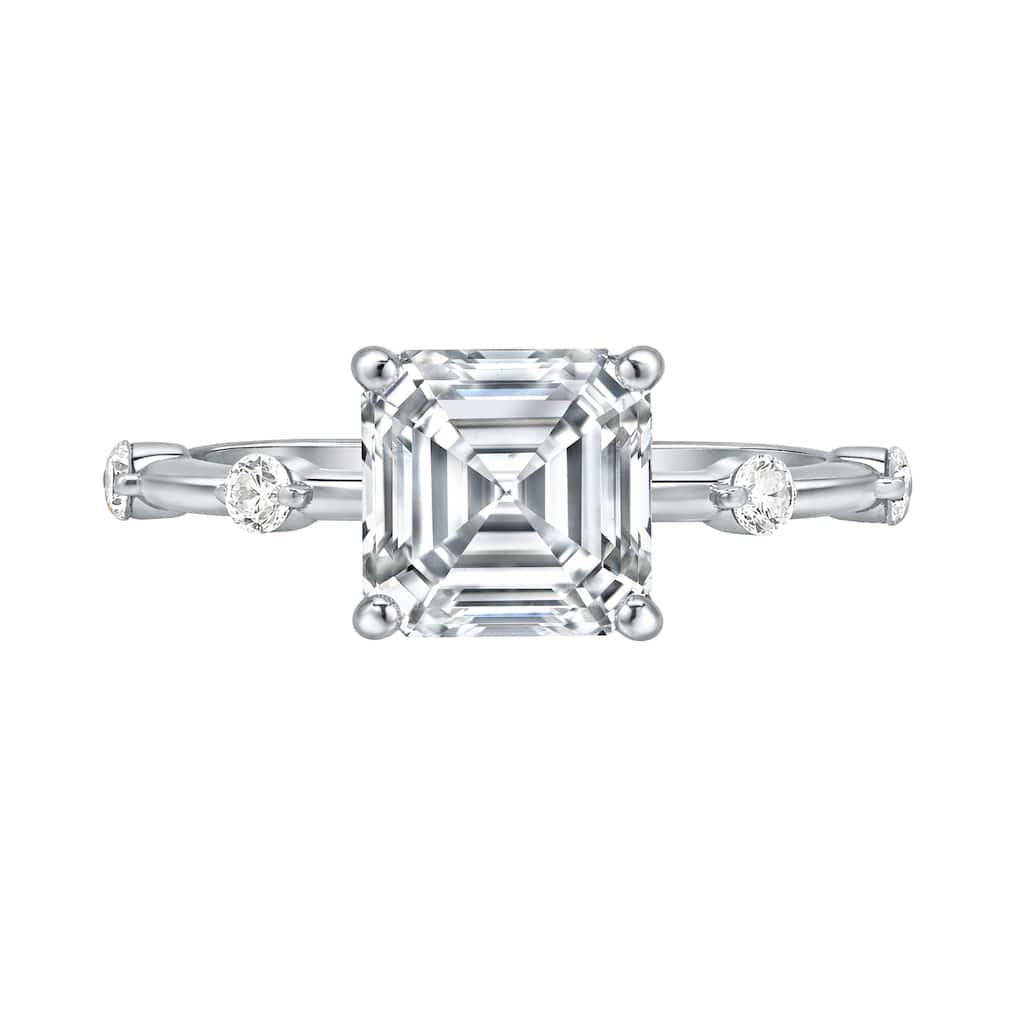 Auriya 14K Gold Tapered Asscher Lab Grown Diamond Engagement Ring 1.12 - 5.28ct. tw. (F-G, VS)
