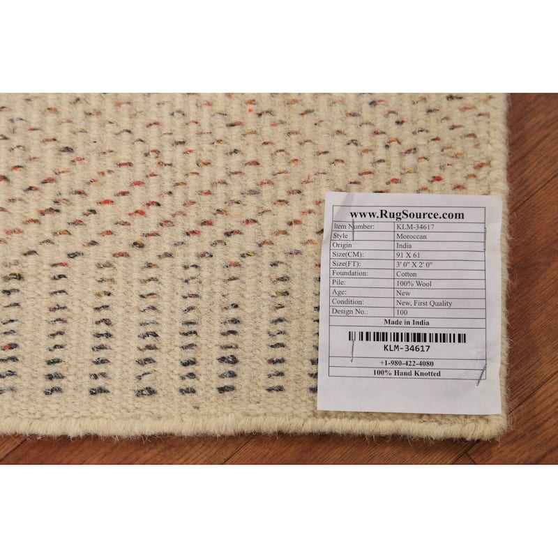 Moroccan Indian Accent Rug Handmade Wool Carpet - 2'0"x 3'0"