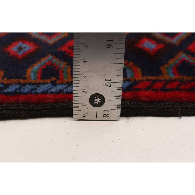 Teimani Navy, Red Rug 3'11" x 6'11" - 3'11 x 6'11