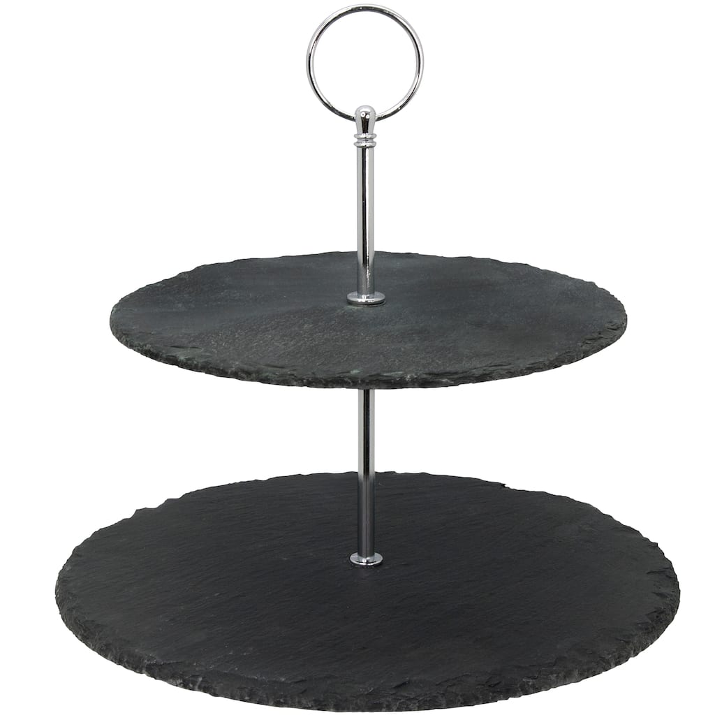 Creative Home 2-Tier Natural Slate Serving Stand