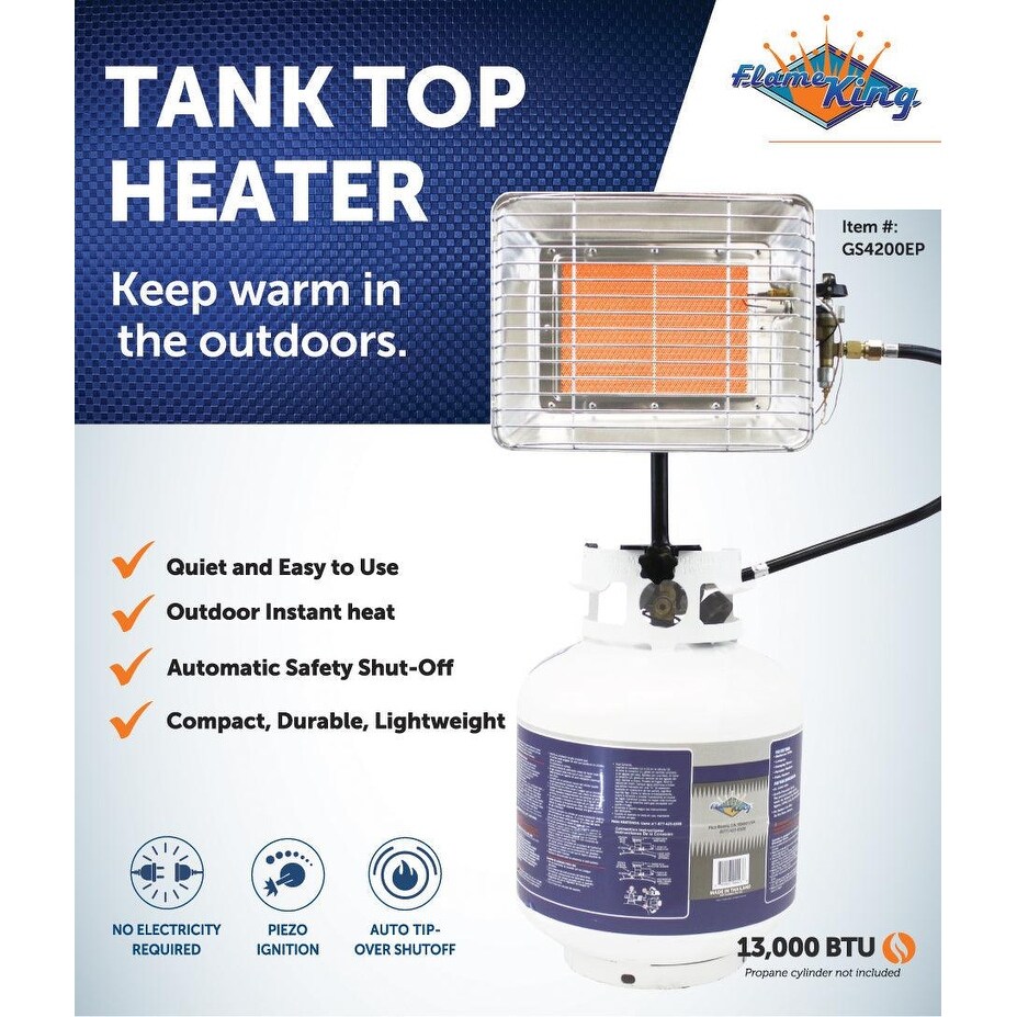 Flame King 13,000 BTU Portable Propane Tank Top Heater for Outdoor