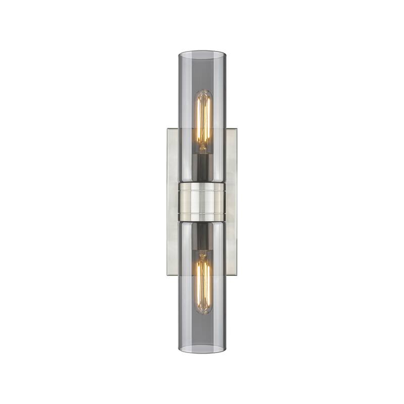 Innovations Lighting Ballston Urban - 2 Light 8" Wall-Mounted Bath Vanity Light - Satin Nickel/Light Smoke