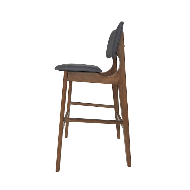 Modern Set of 2 Bar Stools with Padded Backrest, Upholstered Seat, Wooden Frame, Footrest, for Bar Dining Room Living Room
