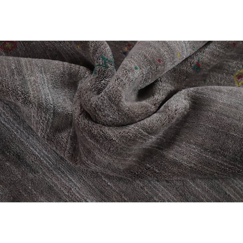 Hand Knotted Oriental 100% Wool Carpet Tribal Tribal Greys & Charcoal Gabbeh Area Rug - 9' 11'' X 8' 2''