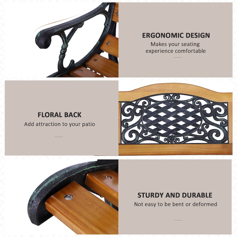 GDFStudio - Rowan Classic Outdoor Garden Bench with Timeless Park-Style Comfort and Supportive Design - Garden Bench