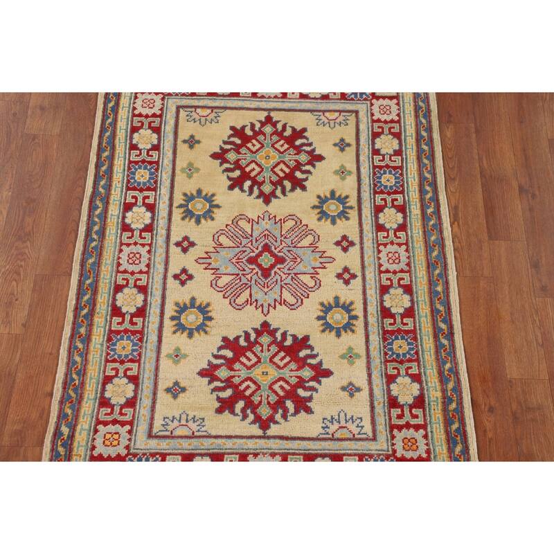 Yellow Kazak Oriental Accent Rug Handmade Wool Carpet - 2'9" x 4'3"