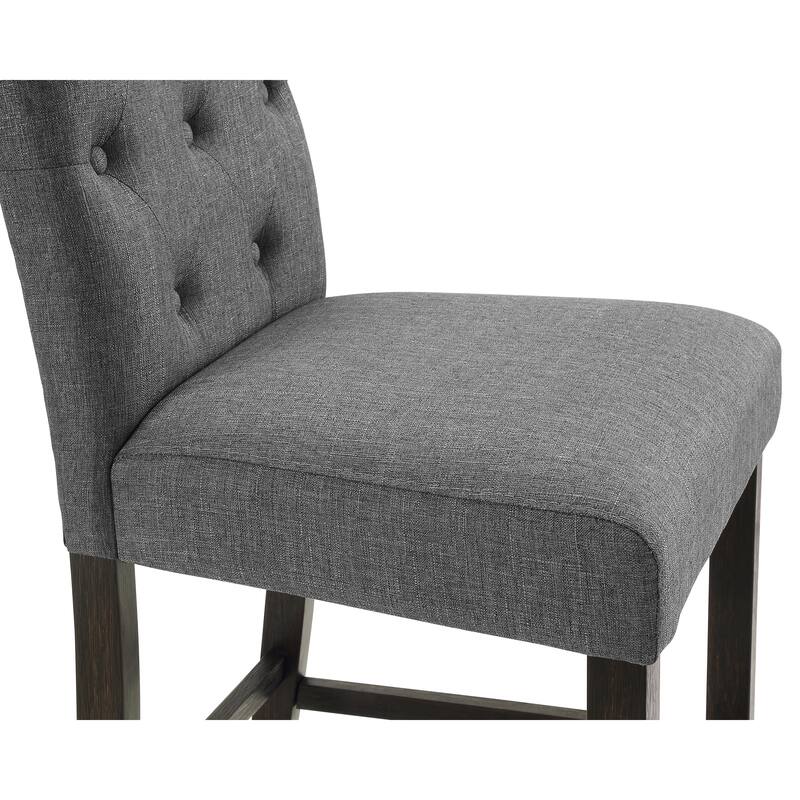Roundhill Furniture Leviton Antique Black Finished Wood 5-Piece Pub Set, Table with 4 Upholstered Barstools