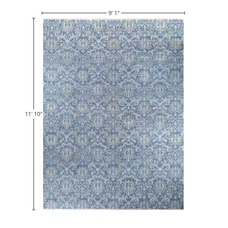 Ikat One-of-a-Kind Hand-Knotted Area Rug - Gray, 9' 1" x 11' 10" - 9' 1" x 11' 10"