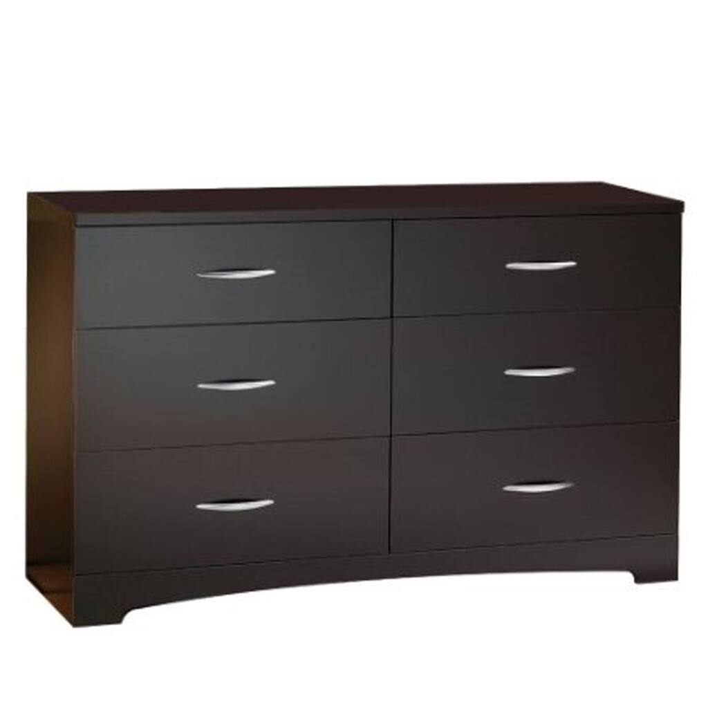 Daily Boutik Modern 6-Drawer Bedroom Dresser in Chocolate Wood Finish