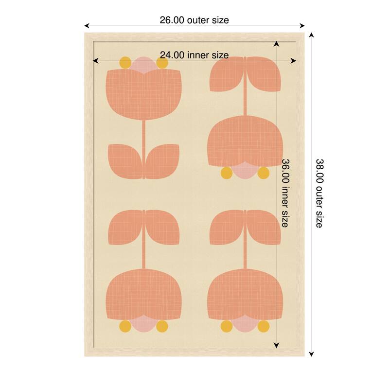 Amanti Art Framed Fabric Pinboard Retro Tulip Harmony by Dina Dankers Printed Bulletin Board - Board Size 24 x 36