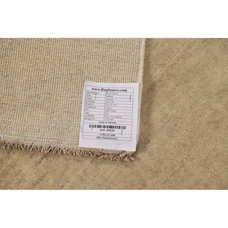 Gabbeh Modern Runner Rug Hand-Knotted Wool Carpet - 3'0"x 9'8"