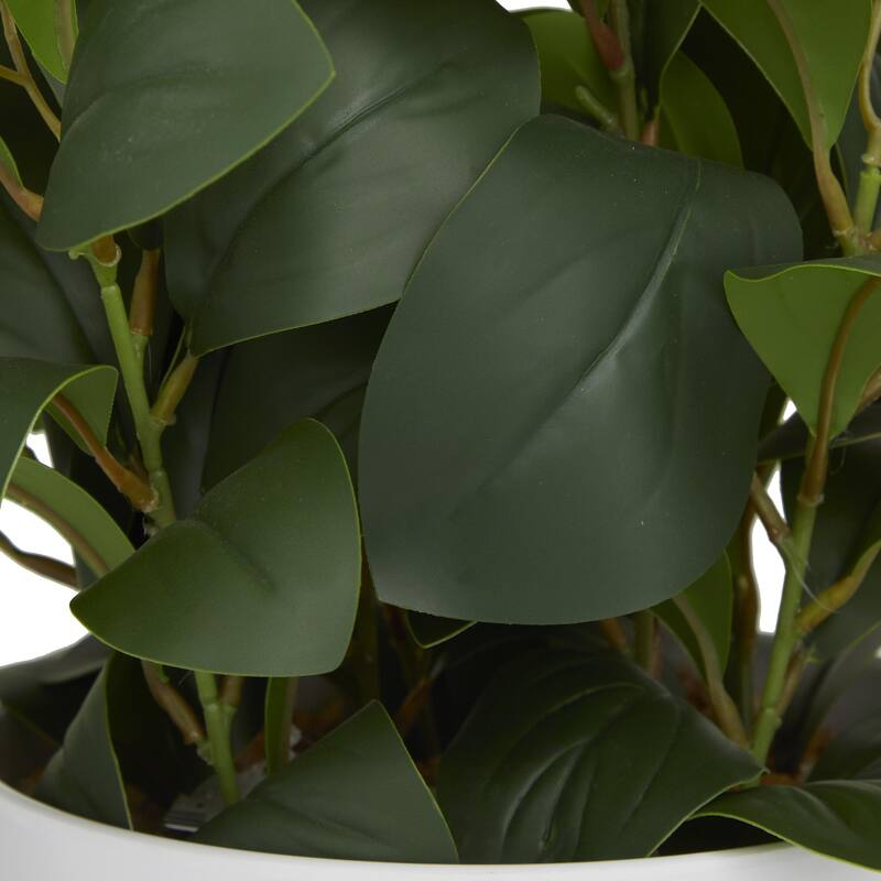 Faux Foliage Eucalyptus Artificial Plant with Realistic Leaves and Metal Stand and White Pot - Green - Roche River Decor