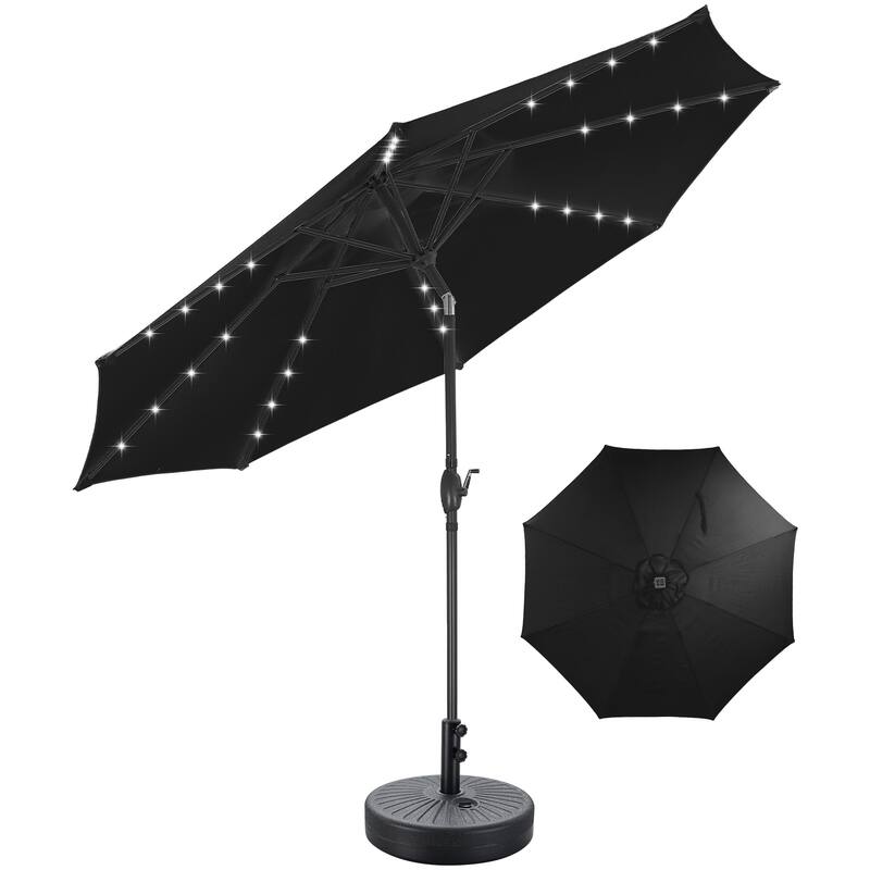 Autlaycil 10ft Solar LED lights Outdoor Patio Umbrella With Base