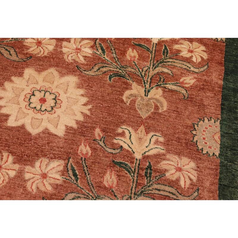 Oriental Ziegler Ofelia Brown Green Handknotted Wool Rug 7 ft. 8 in