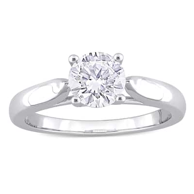 Miadora 1ct TGW Moissanite Solitaire Sterling Silver Engagement Ring