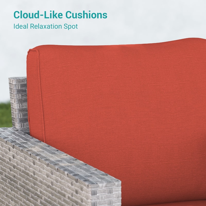 BONOSUKI 3-Piece Patio Sofa Set Grey Rattan Furniture with Ottomans