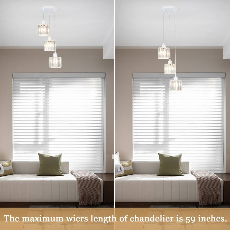 3-Light Modern Metal Hanging Pendant Light Ceiling Light Chandelier with Crystal Cover for Kitchen Island