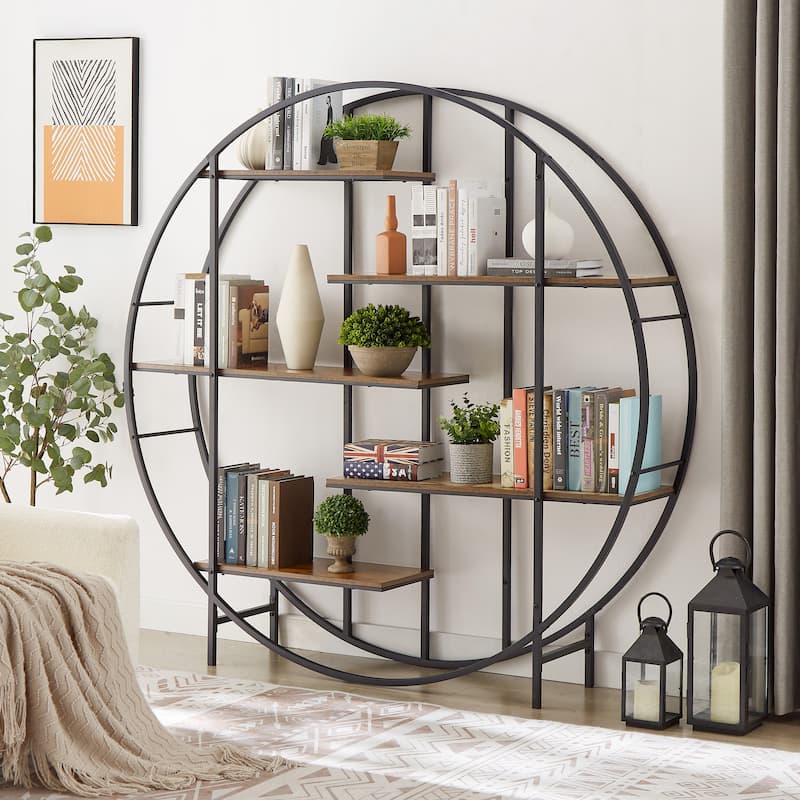 Round 5-Tier Metal Plant Stand Bookcase Storage Rack