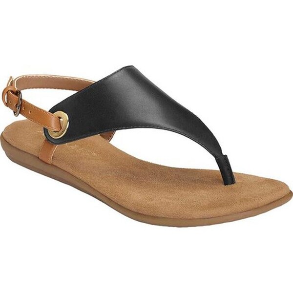 Shop Aerosoles Women's In Conchlusion Thong Sandal Black Leather/Faux Leather - Free Shipping 