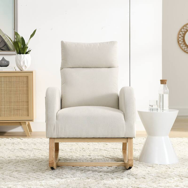 GDFStudio - Emilia Modern Fabric Upholstered Rocking Chair with Ergonomic Design and Side Pockets - 27.6 "W