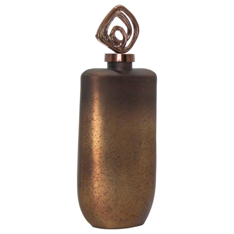 Glass Vase with Aluminum Swirl Top Accent Modern Artistic Design