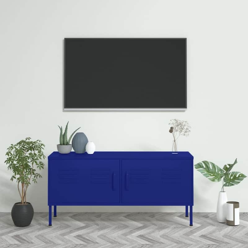 vidaXL TV Stand TV Unit Sideboard Home TV Console Media Unit Cupboard Steel - 41.3" x 13.8" x 19.7" - Navy Blue