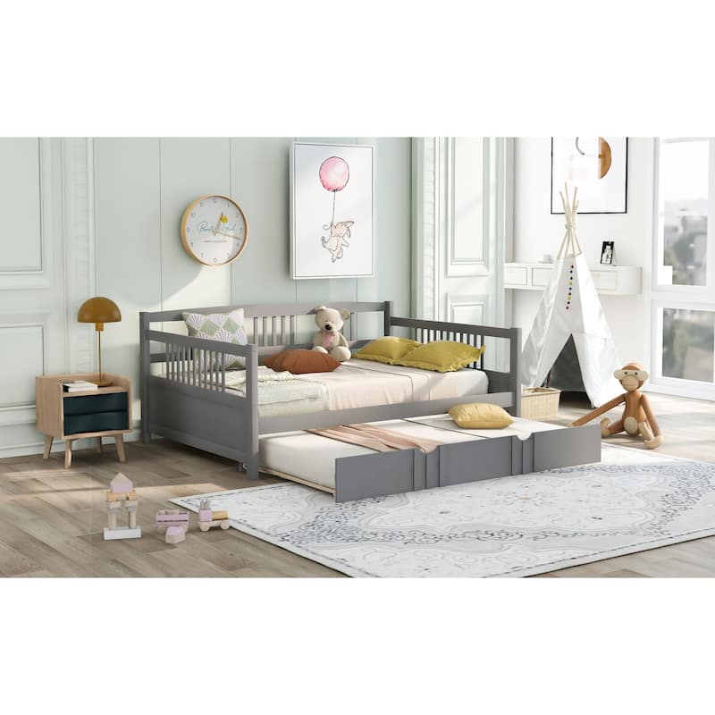 Pine Daybed with Trundle and Railing