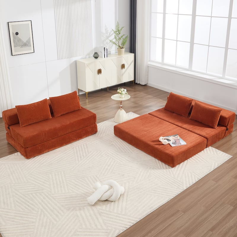 Rossetta Contemporary Square Space-Adaptive Foldable Design Corduroy Lasting Comfort Sofa, Easy to Assembly and Store