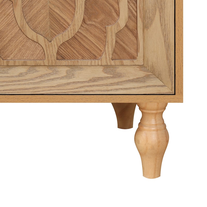 63 in Carved Flower Door Large Storage Cabinet