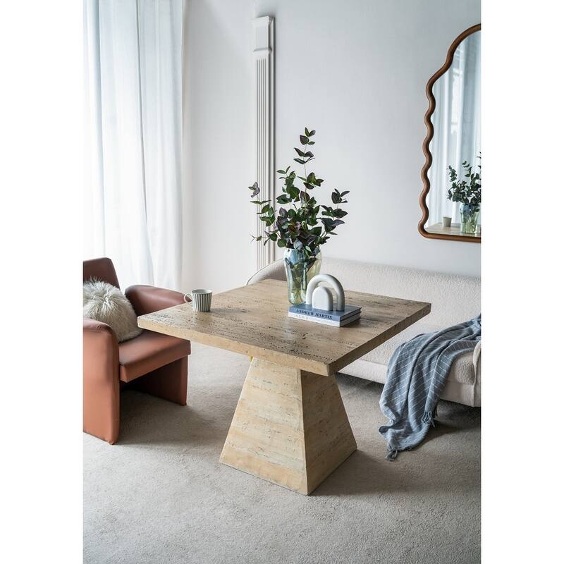GDFStudio - Contemporary Square Dining Table - Elegant and Functional for Modern Living Spaces - 31.5" - Cream