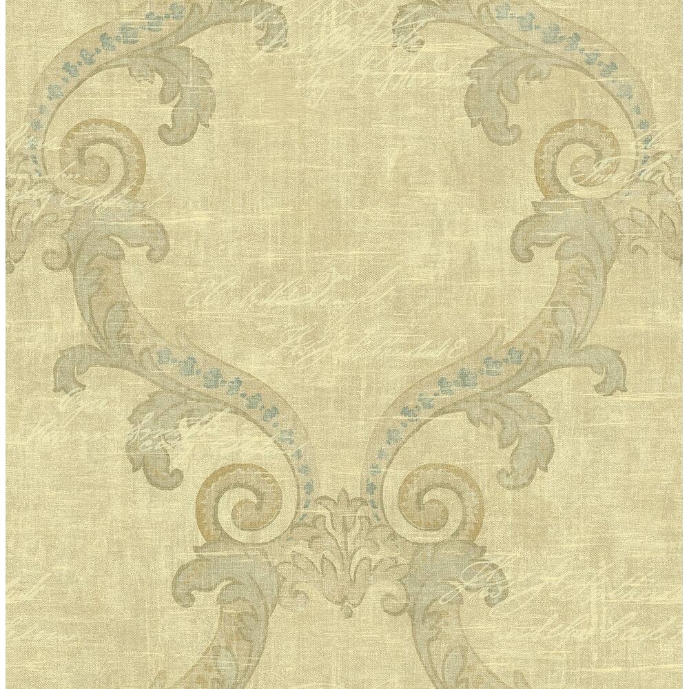Seabrook Designs Elbert Framed Calligraphy Unpasted Wallpaper