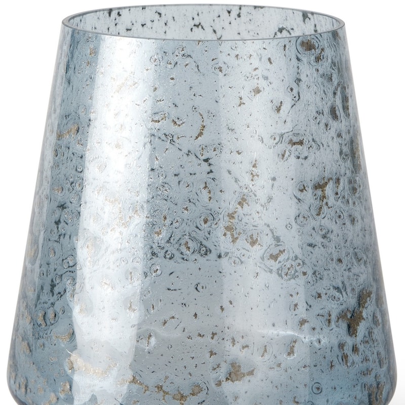 9" Blue Round Seeded Glass Table Vase - 7.28