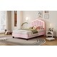 preview thumbnail 16 of 16, Twin Size Flower-Shaped Upholstered Bed with Adjustable Headboard and LED Lighting