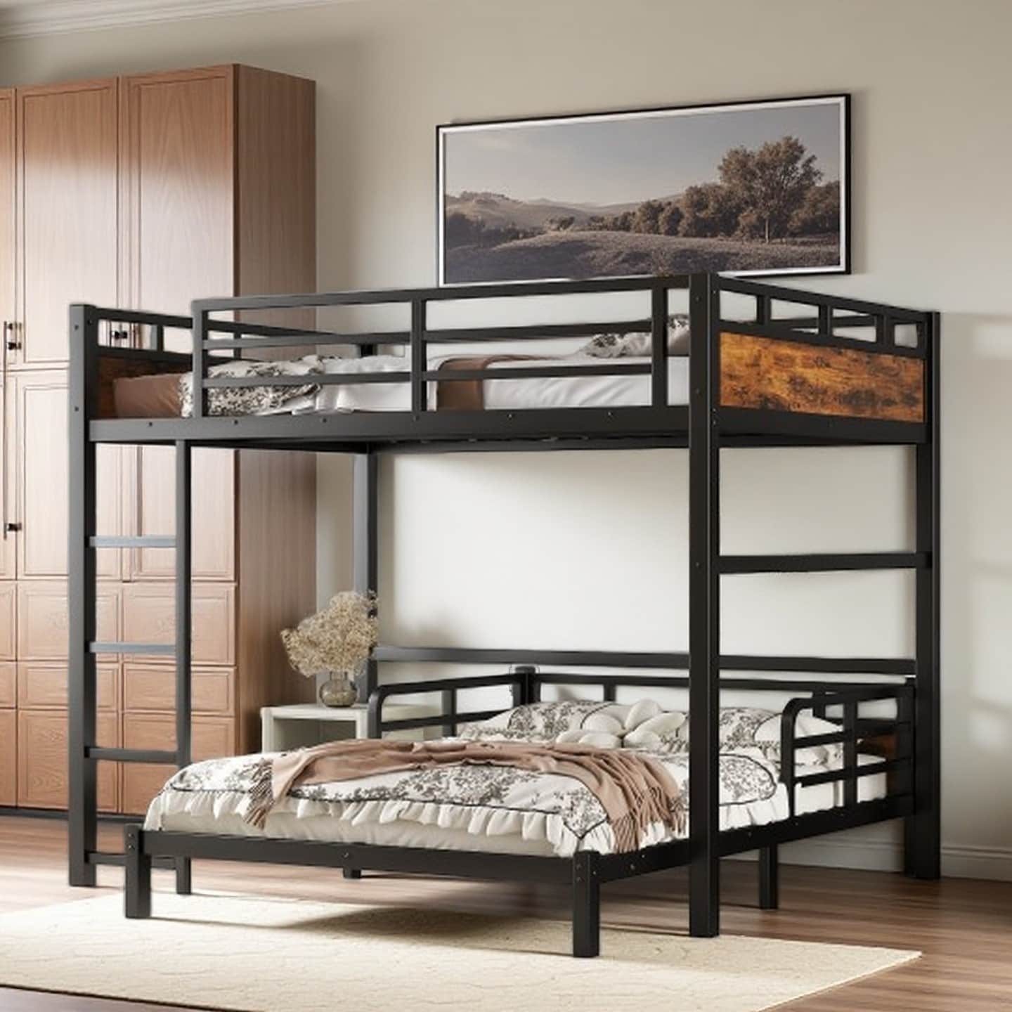 Twin XL Over Twin XL Metal Bunk Bed with Detachable Loft & Platform Beds, Raised Safety Rails, Versatile Split Design