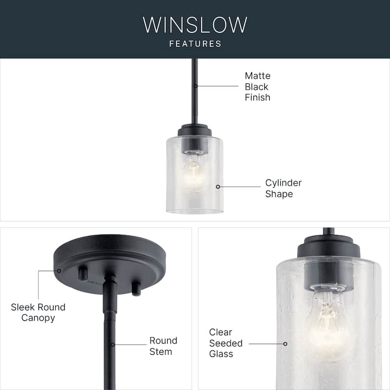 Kichler Lighting Winslow Black 1-Light Mini Pendant