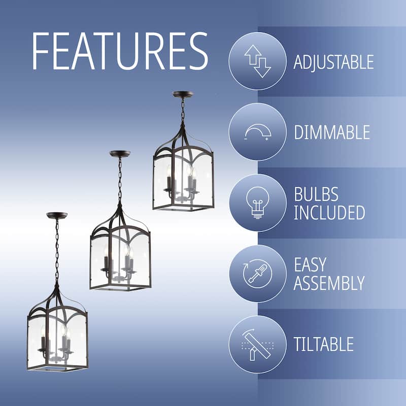Ruth 11" 4-light Lantern Metal/Glass LED Pendant by JONATHAN Y