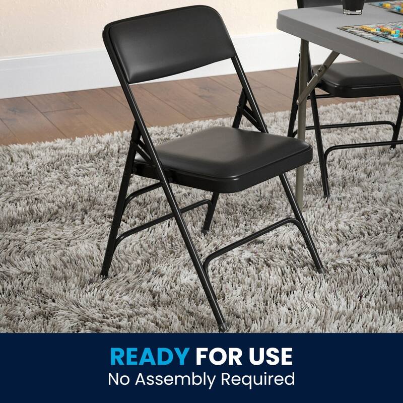 4 Pack Curved Triple Braced & Double Hinged Metal Folding Chair