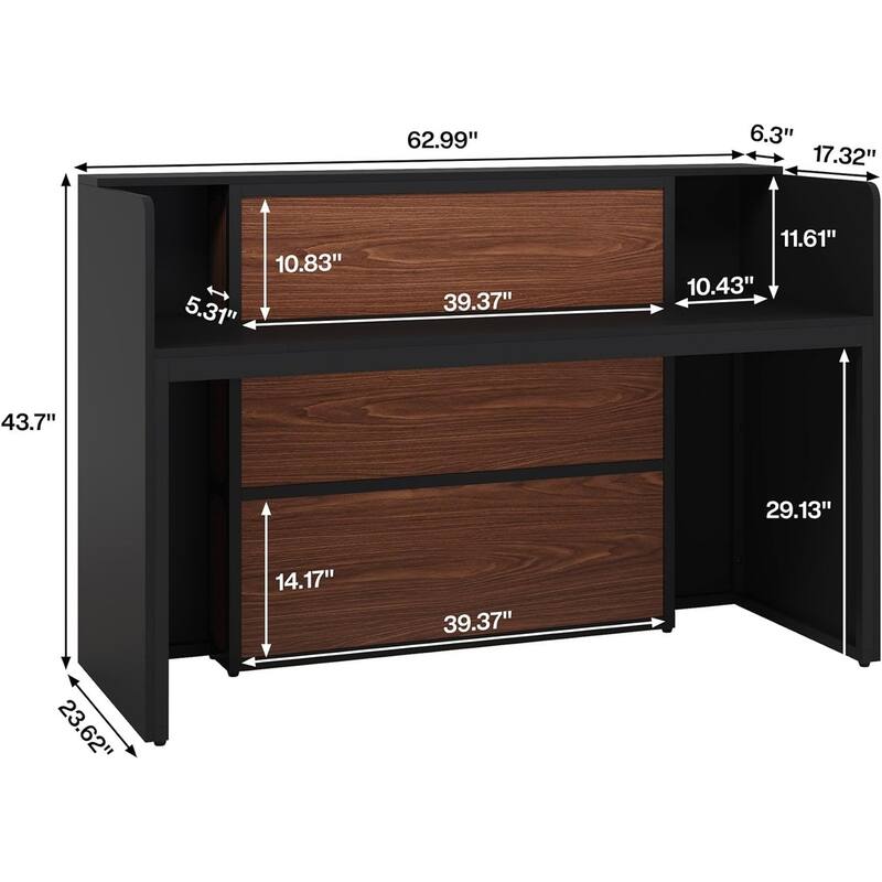 63" Reception Desk & Lectern Podium, Front/Checkout Counter & Conference Speaker Desk for Lobby, Retail, Church, Office