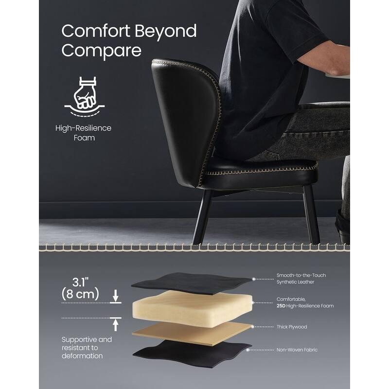 Modern Dining Chairs with Steel Frame and Synthetic Leather Padded Seat
