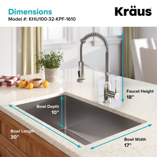 Kraus 3-in-1 Set Undermount Kitchen Sink, Pulldown Faucet, Dispenser