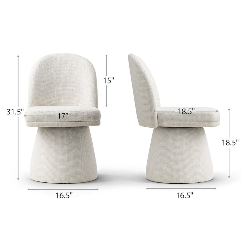 Swivel Fabric Upholstered Dining Chair(Set of 2)