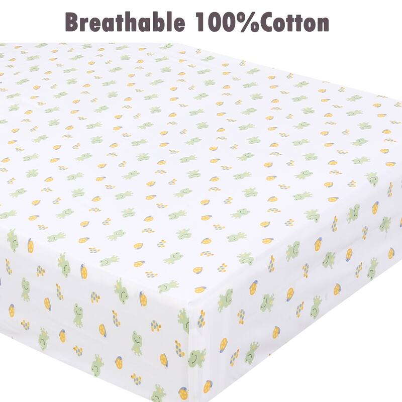 Polka Dot Animal Bear Friends ABC&123 Unisex Multi-color Cotton Toddler/Baby Crib Child Fitted Sheet Set (Pack of 3) - N/A